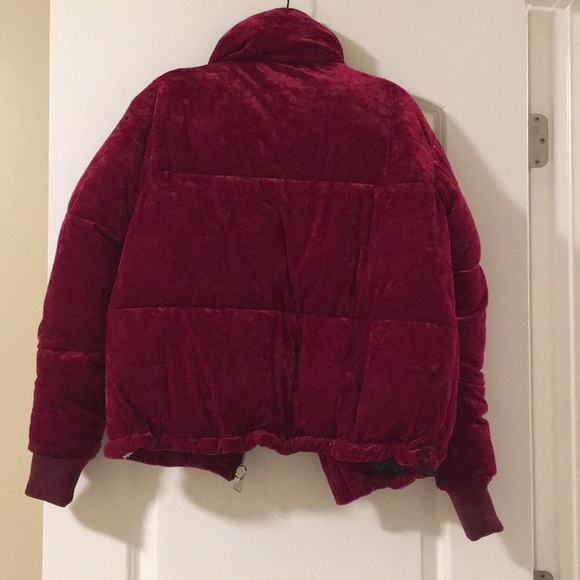 Burgundy Velvet Express puffy Jacket - Picture 4 of 5